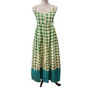 NWT Handprint Dream Apparel Size XS Dress Green Blue Dot Striped Cottage Prairie